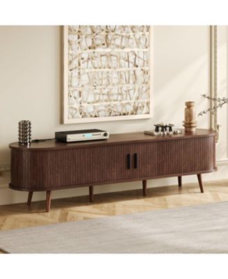 70" Mid Century Modern TV Stand with Tambour Doors & Drawers