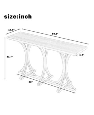 Wooden Console Table with Oak Veneer Top - Farmhouse Entryway Table