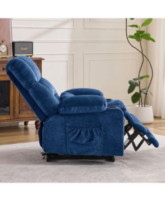 Dual Motor Large Power Lift Recliner Chair with Heat & Cup Holders, BLUE