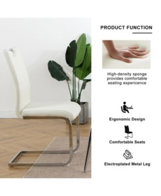  Modern Glass Dining Table Set with 4 White Chairs (Set of 5)