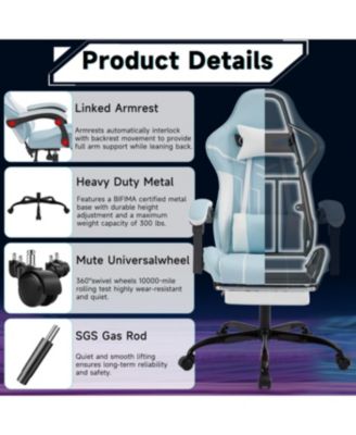  Gaming chair, Ergonomic computer chair with footrest and lumbar backrest