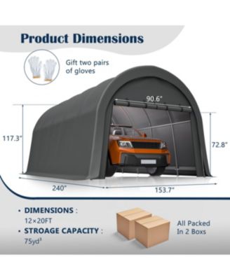 Heavy-Duty 12x20 FT Carport Canopy, Commercial-Grade Steel Frame Garage Shed