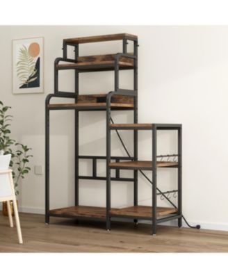 Multifunctional 7-Tier Mini Fridge & Microwave Stand with Outlets