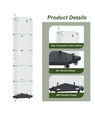  Premium 5-Tier Diamond Glass Display Case with 5 LED Modes