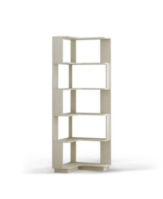 6 Tier L-Shaped Corner Bookshelf for Living Room/Bedroom, White