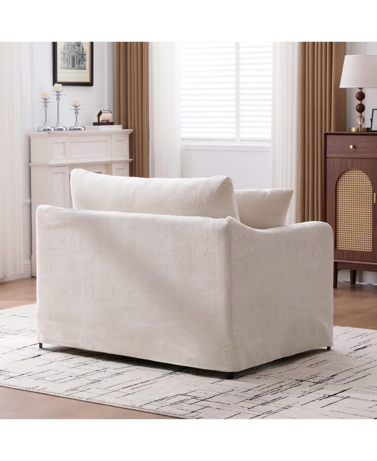 Streamdale Furniture Modern Farmhouse Performance Accent Chair with Black Metal Legs, Beige