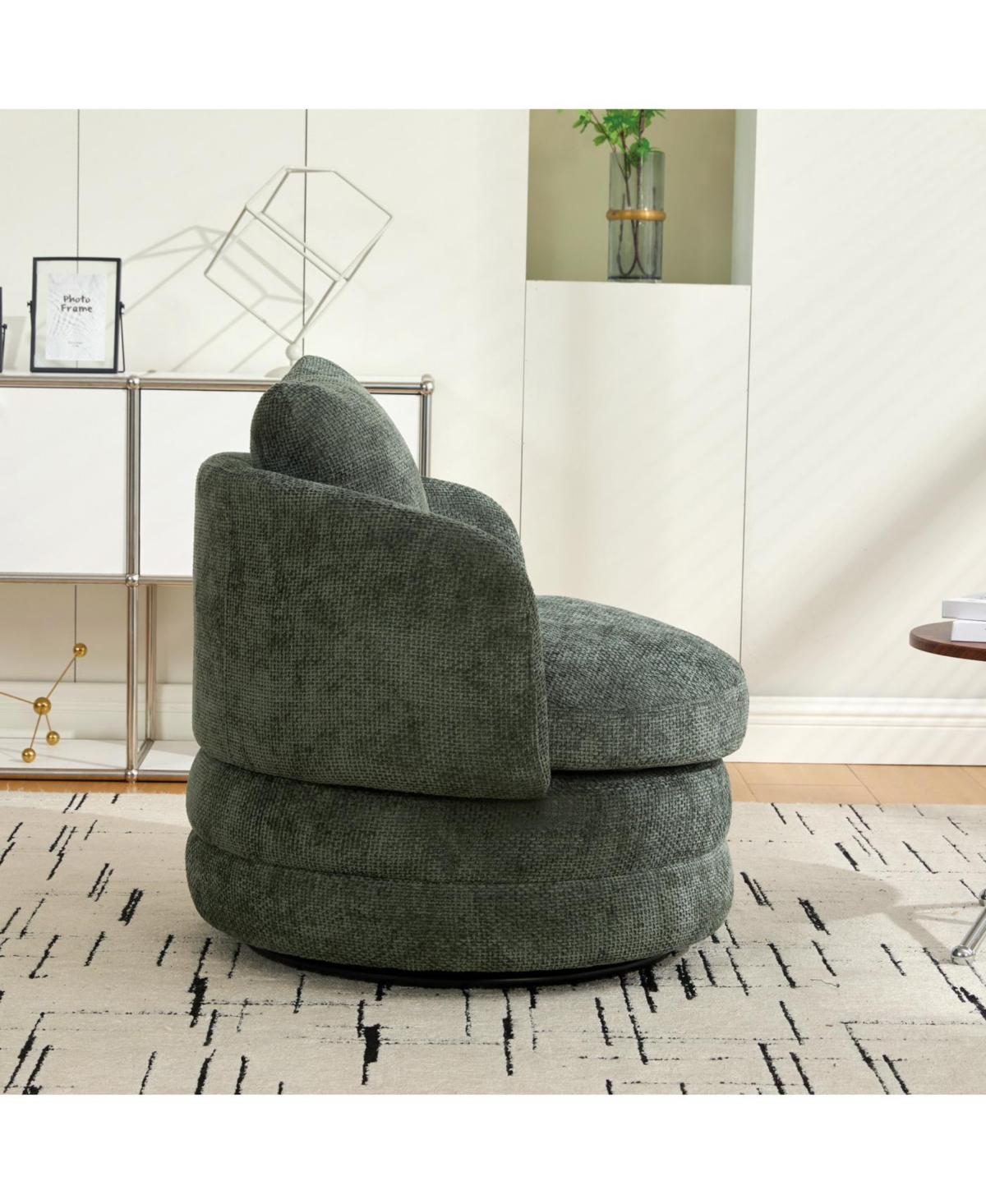 Streamdale Furniture 30"W Modern Round Swivel Barrel with Pillow