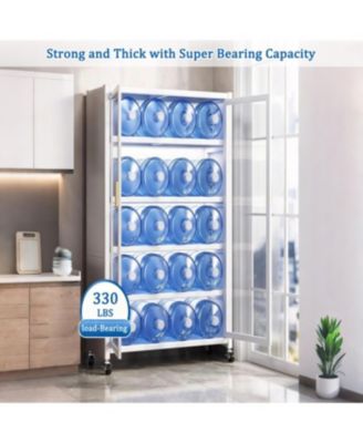  65" 6-Tier Metal Storage Cabinet with Transparent Door, White