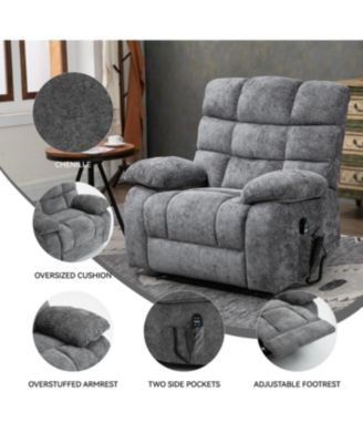 Lift Recliner Chair Heat Massage Dual Motor Infinite Position Grey