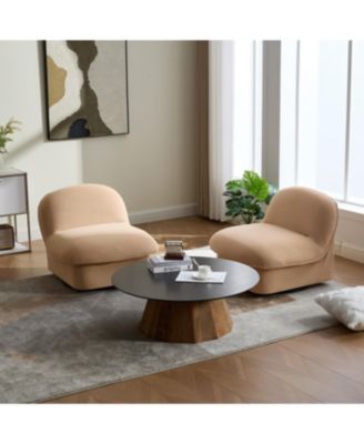 Swivel Chair, Velvet Upholstery, Pumpkin-Shaped, 360-Degree Base