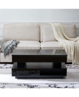  Lift Top Coffee Table with Hidden Storage & LED Lights