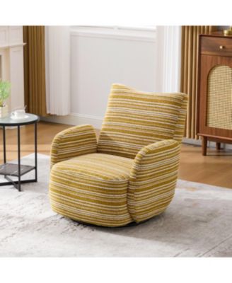 Modern 360 Swivel Leisure Chair with Striped Armrest