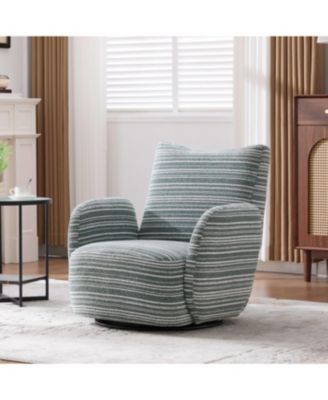 Modern Style Swivel Leisure Chair with Striped Armrest