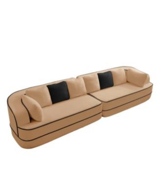 Streamdale Teddy Fabric 4-Seat Boneless Sofa, Camel