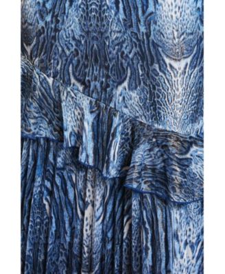 Women's Flare Sleeve Animal Print Midi Dress