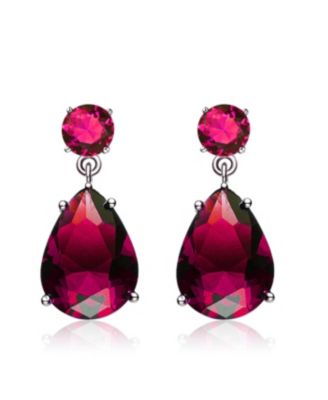 Women's Plated Colored Cubic Zirconia Drop Earrings