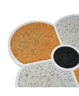  Unique Four-Leaf Clover Side Table with Wood-Grain Base & Storage