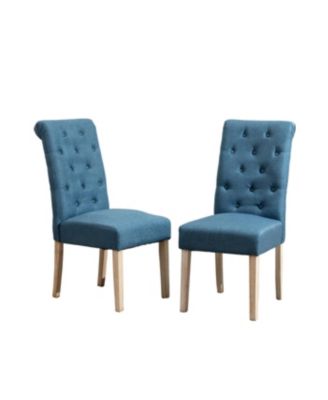 7-piece Dining Set, Turned-Leg Dining Table with 6 Tufted Chairs