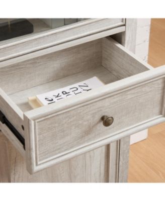 Streamdale Modern Tall Storage Cabinet with Glass Doors & Shelves - White Finish