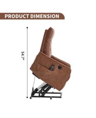  Brown PU Power Lift Recliner with Massage, Heat & USB for Elderly