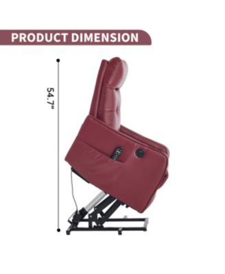 Streamdale Wine Red PU Power Lift Recliner Chair with Massage & Heat