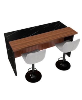 White Marble Look Kitchen Island with LED Lighting