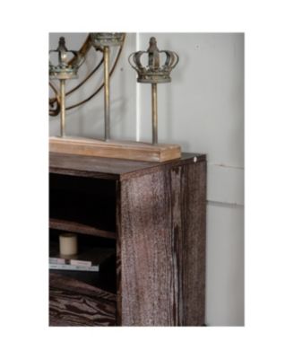 Solid Wood Sideboard with Geometric Pattern, 2 Doors, 2 Drawers