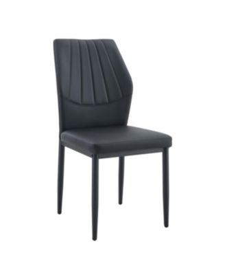 Streamdale Set of 4 Black Dining Chairs, 37" High, Ergonomic PU Backrest