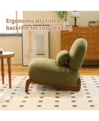 Streamdale Cute Velvet Accent Chair with Solid Wood Legs (Green