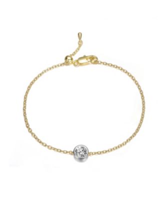 Two-Tone with Clear Bezel Set Solitaire Cubic Zirconia Chain Bracelet