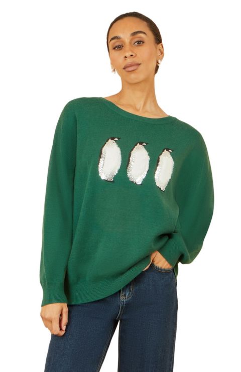 Женский свитер Yumi Women's Penguin Knitted Jumper, цвет: Зелёный