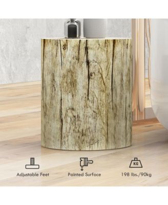 Tree Stump Stool, Concrete Side Table with Wood Grain Finish