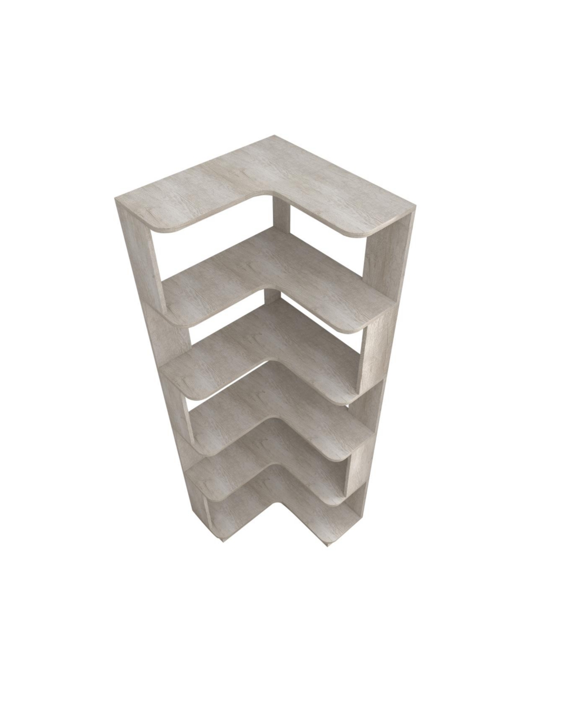 Streamdale 6 Tier L-Shaped Corner Bookshelf with Anti-Drop Panel & Tipping Device, Light Gray