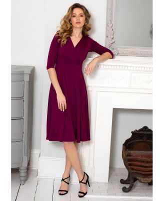 Women's Annie V-Neck 3/4 Sleeve Midi Dress