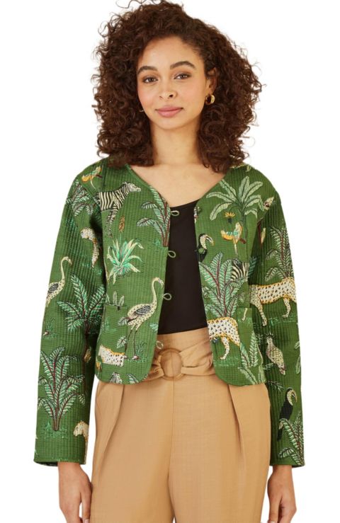 Женские куртки Yumi Animal Reversible Cropped Quilted Jacket