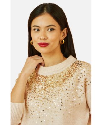Women's Relaxed Knitted Sequin Sweater