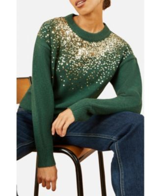 Women's Relaxed Knitted Sequin Sweater