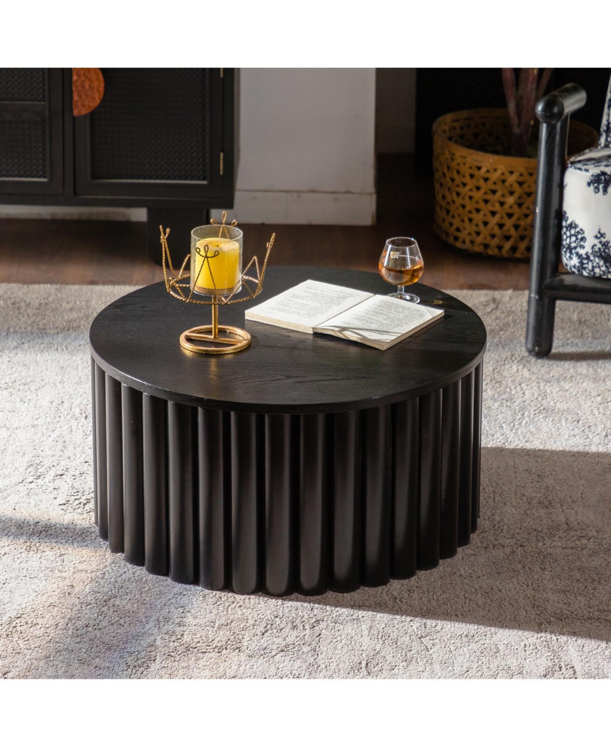Streamdale Furniture Round Lift-Top Coffee Table, Handcrafted Wooden Tea Table