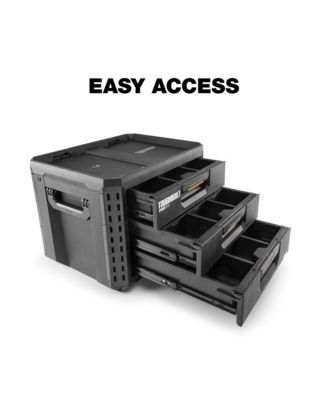 StackTech 3-Drawer Tool Box, Durable Plastic Storage Organizer, Black