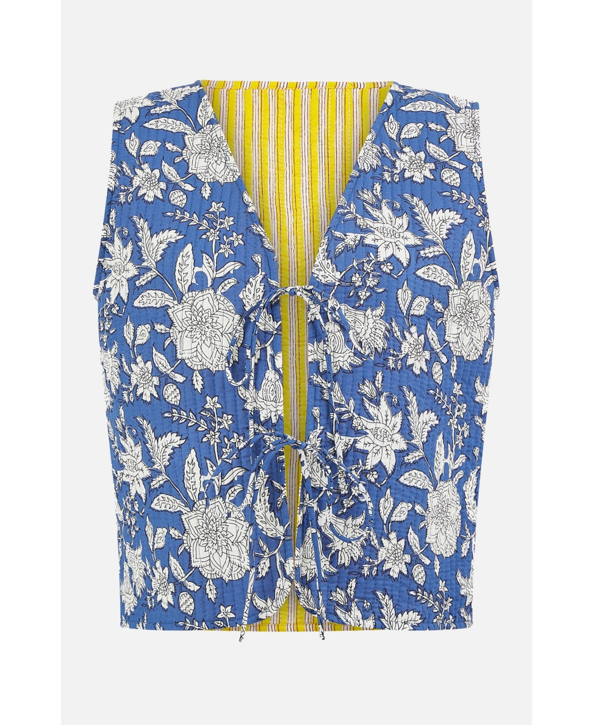 Yumi Women's Floral Reversible Quilted Vest Jacket