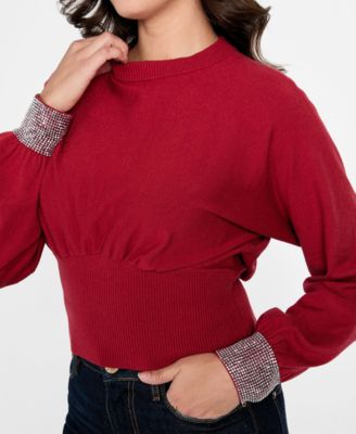 Women's Posa Long-Sleeve Bling Cuff Sweater
