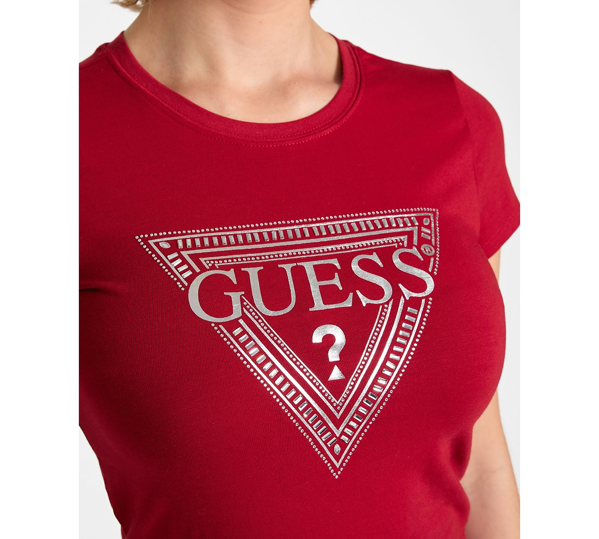 Guess Women's Short-Sleeve Mixed Bling Logo R3 T-Shirt