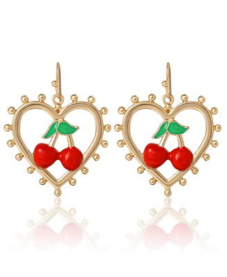 Cherry Heart Drop Earrings
