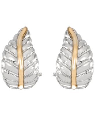Leaf Stud Earrings in 14k Yellow Gold Over Sterling Silver
