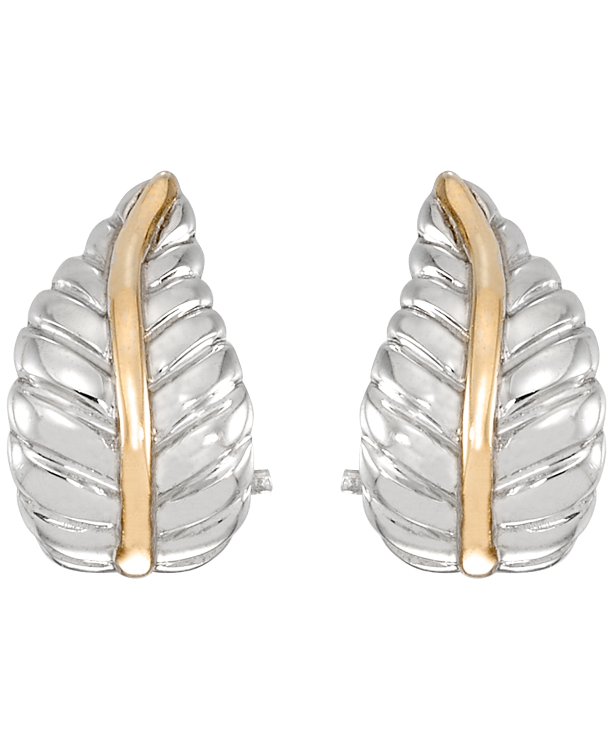 Macy's Leaf Stud Earrings in 14K Yellow Gold Over Sterling Silver