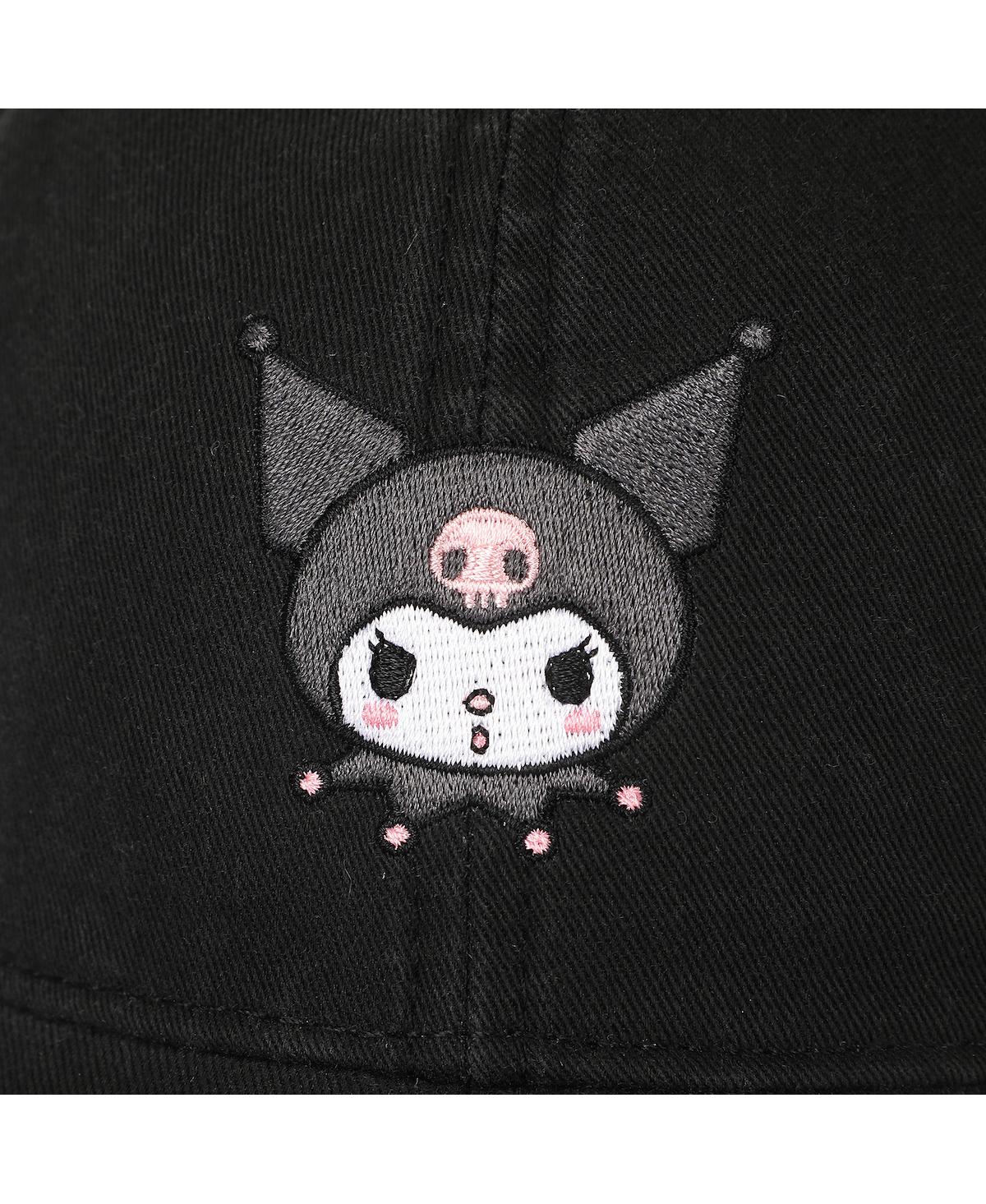 Kuromi Embroidered Character Face Black Unstructured Baseball Cap