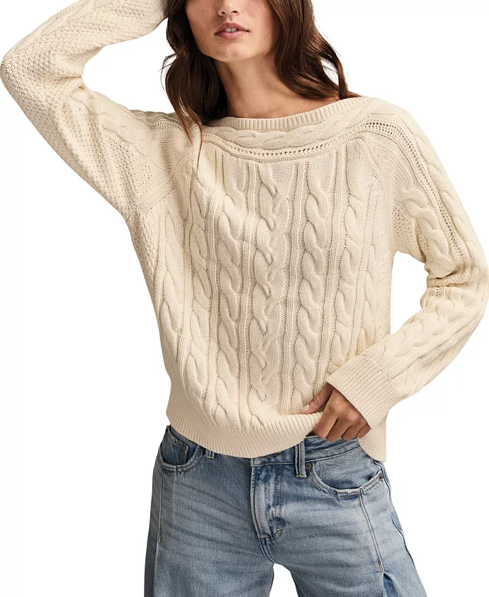 Women's Boat Neck Cable Sweater