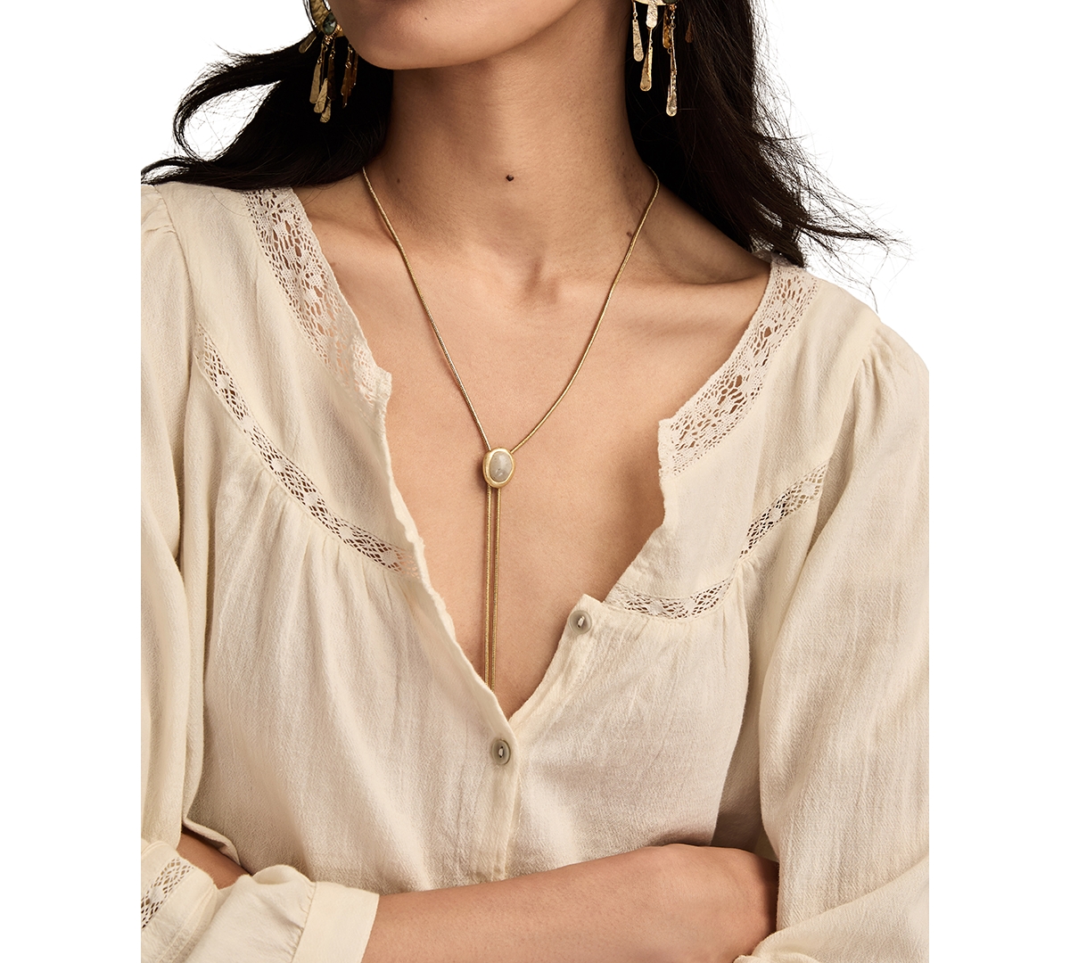Lucky Brand Women's Lace Long-Sleeve Shirt