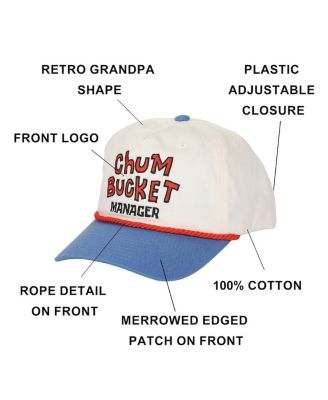 Men's Chum Bucket Manager White & Blue Retro Grandpa Snapback Hat