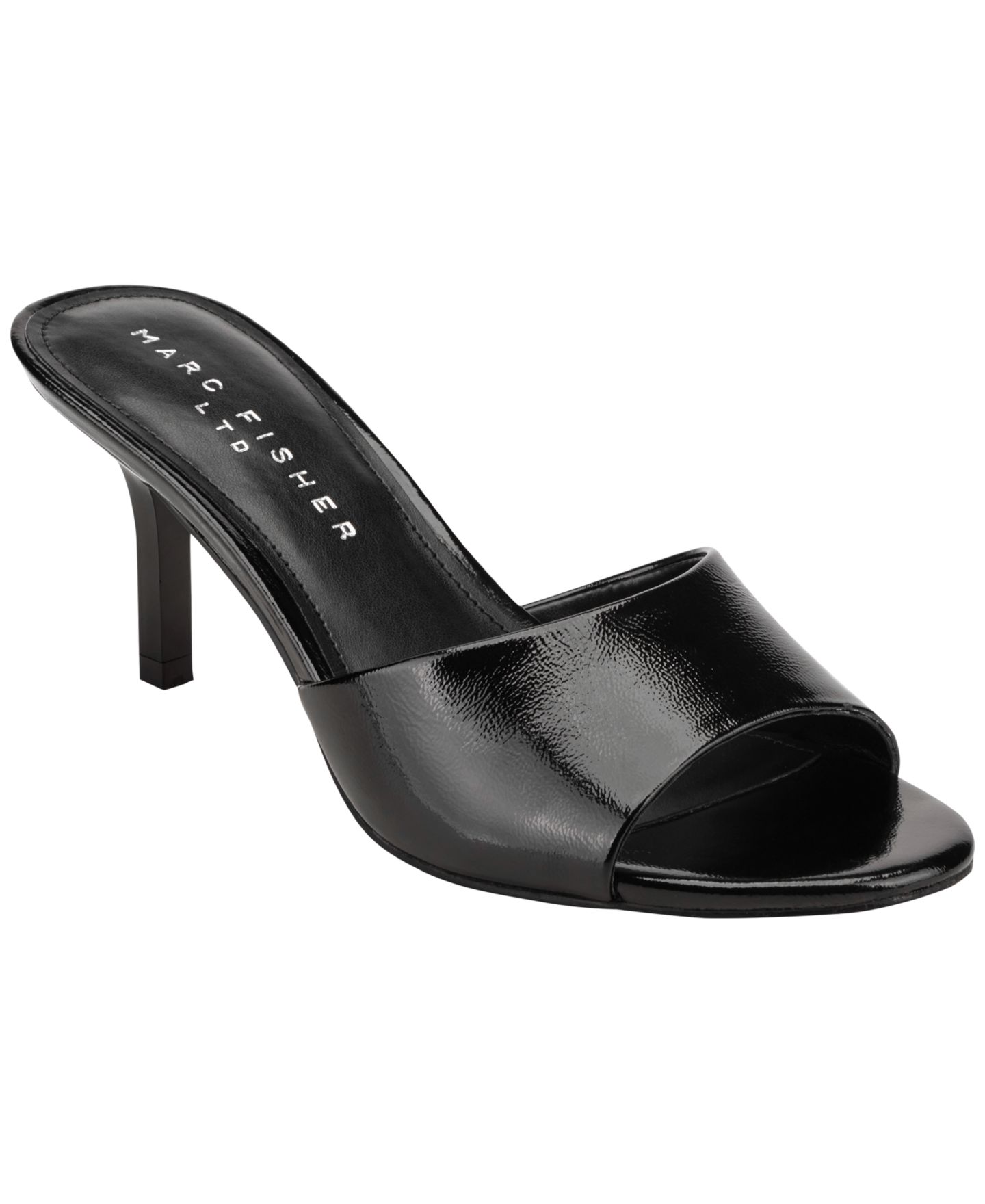 Женские сандалии Marc Fisher LTD Finny Slip-On Stiletto, цвет: Чёрный кожаный — фото 1